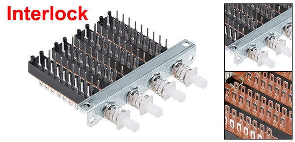 1Pc Interlock/Latching Push Button Switch Piano Type 6/12/18/24Pin 1/2/3/4/5/6/7/8 Row Straight Through Hole Straight Key Switch
