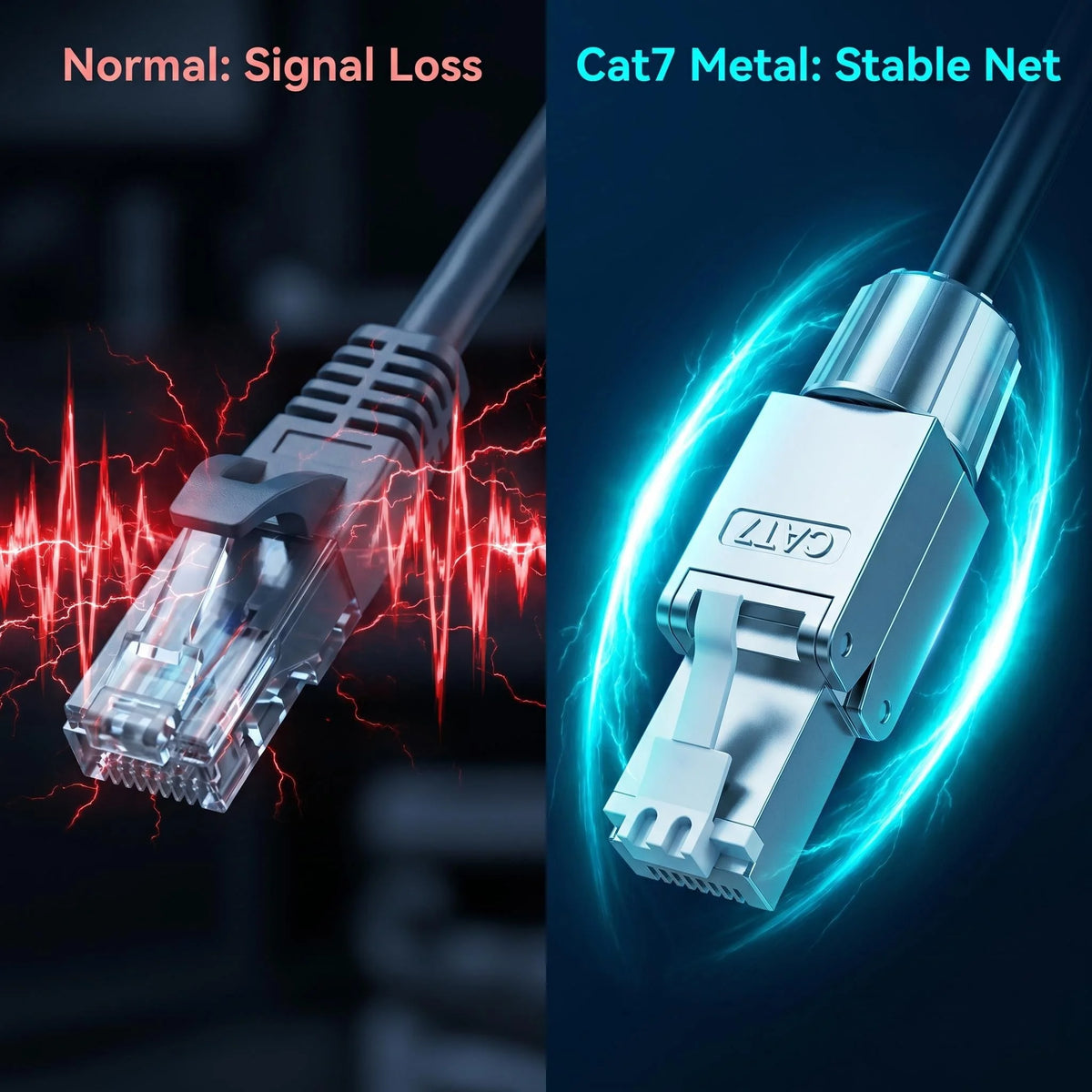 Cat7 Shielded Toolless RJ45 Crystal Plug, Zinc Alloy Shell Screw Locking Network Connector for 10Gbps High Speed Networking