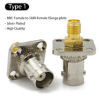 Q9 BNC Female to SMA Female Straight Connector Flange Bulkhead RF Coaxial Adapter 4 Holes Panel for WiFi Ham Radio Antenna 50ohm