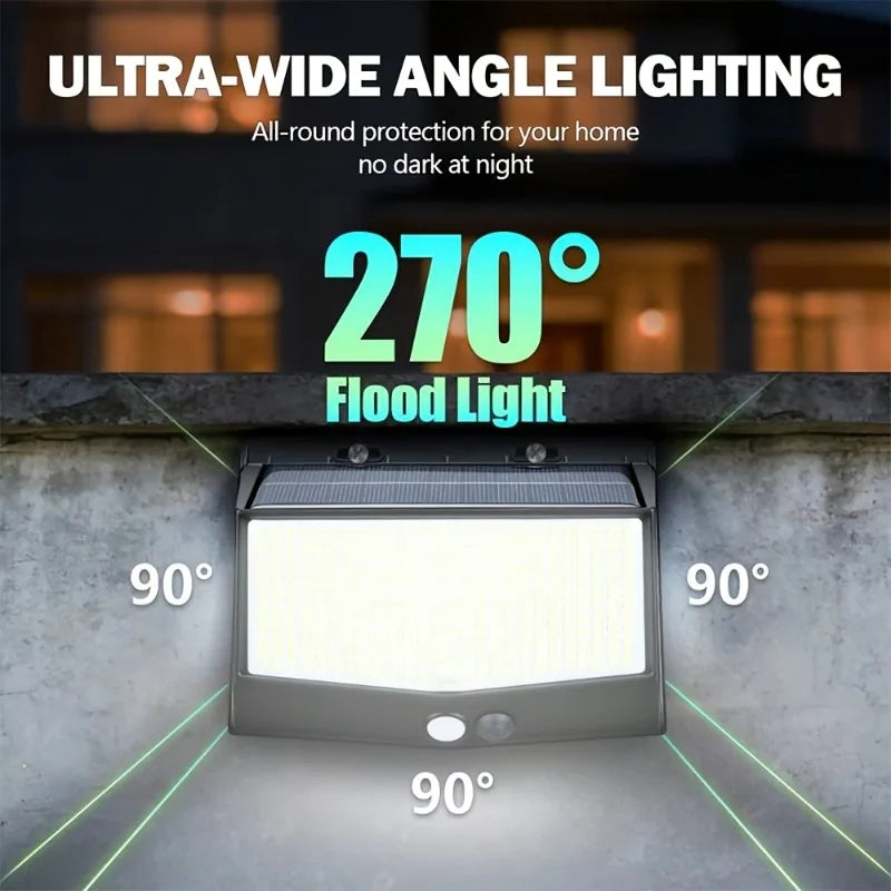 468 LED Outdoor Solar Lights with Motion Sensor 3 Lighting Modes Waterproof Solar Wall Lights for Courtyard Garage Fence Patio