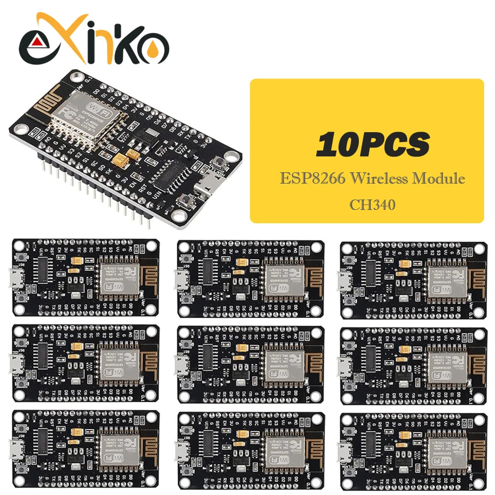 1-10pcs NodeMCU V3 ESP8266 ESP-12E WIFI Development Board CH340G Square Blackboard Soldering Pin Micro USB Interface