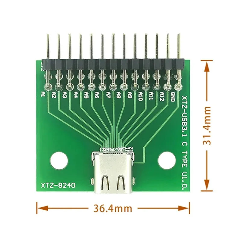 USB 3.1 Cable Test Board 24PIN Type-C Type C Female Plug Jack To DIP Adapter Connector Welded PCB Converter Pin Board
