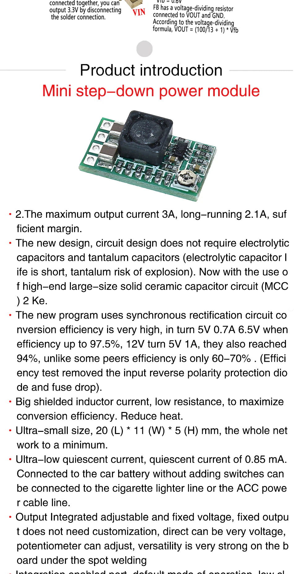 3A 5A 8A DC-DC Buck Step-down Power Supply Module 5V-12V 24V to 5V 3.3V 9V 12V Fixed Output High-Current MINI560