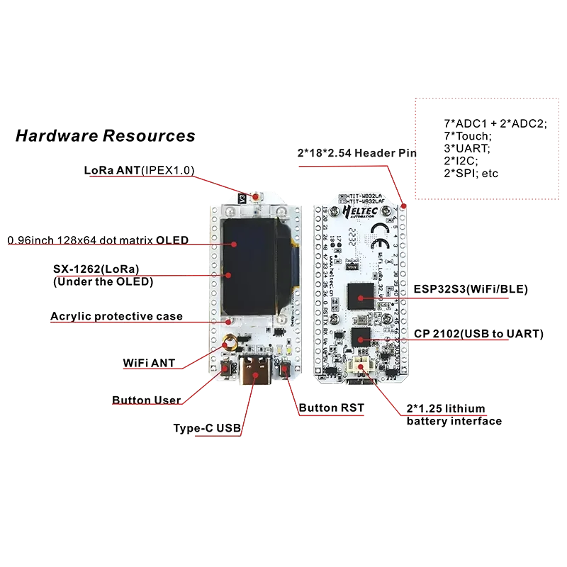 Heltec V3 Dev-board WIFI LoRa 32 V3 with SX1262 and ESP32-S3FN8 Chip OLED, Meshtastic Meshcore Paxcounter Support WiFi