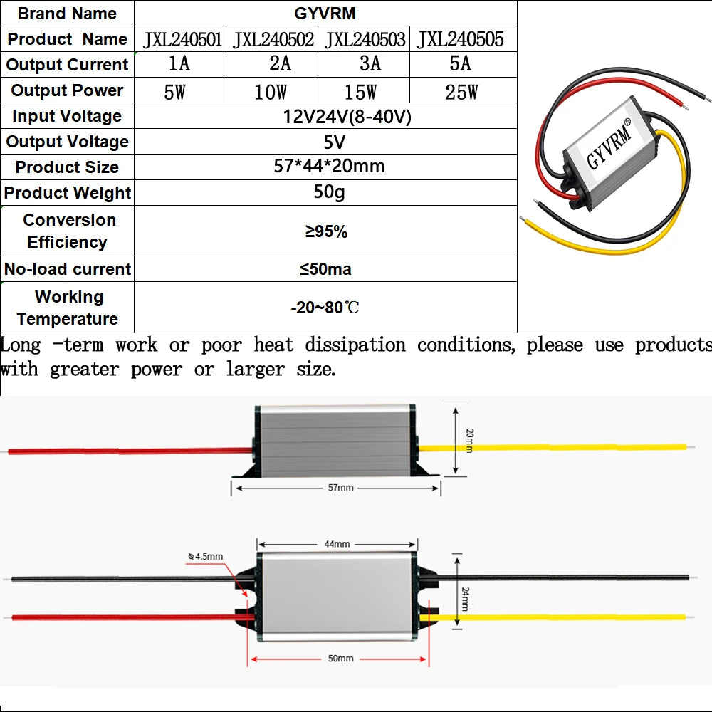 GYVRM DC DC 12v 24v to 5v Voltage Converter 1A 2A 3A 5A 10A 15A 20A 25A 30A 40A Step Up Down Buck 5v Voltage Reducer