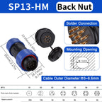 SP13 Connector Waterproof IP68 2pin 3pin 4pin 5pin 6pin 7pin Docking Male Plug Female Socket Cable Plug and Socket Connectors