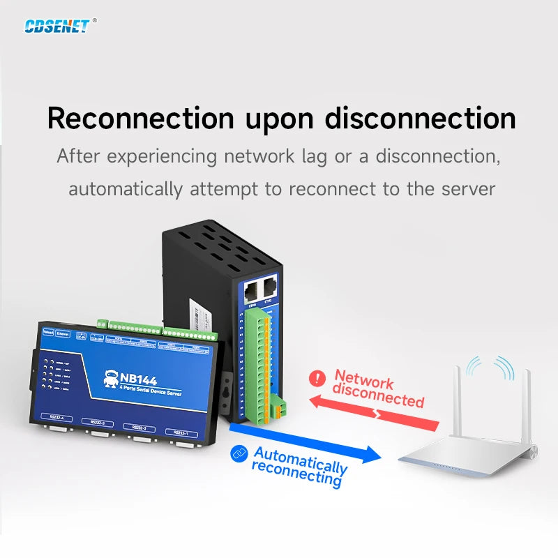 4 Channel Serial Server RS485 RS232 RS422 to Ethernet CDSENET NB144-V2 Series TCP UDP MQTT HTTP Modbus Storage Gateway Watchdog