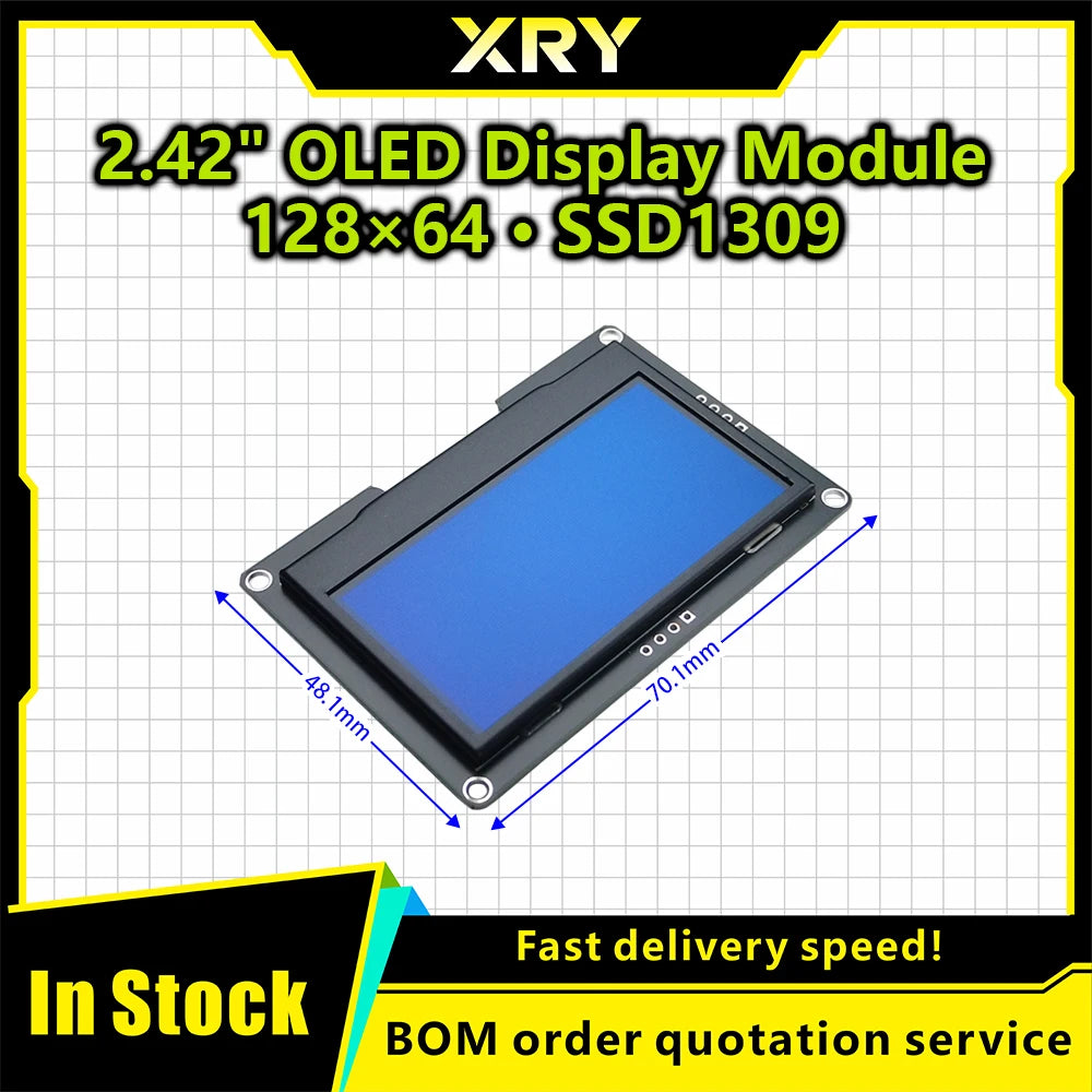 2.42 inch 128x64 OLED LCD Display Module SSD1309 12864 7 Pin SPI/IIC I2C Serial Interface for Arduino UNO R3 C51