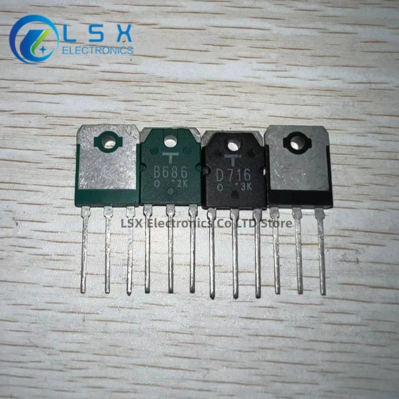 5Pairs/10Pairs(20PCS)/Lot 2SB686 B686 + 2SD716 D716 TO-3P 8A 100V Silicon PNP + NPN Power Transistor