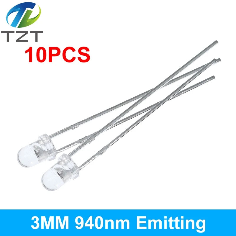 F3 3MM 940nm LEDs infrared emitter and IR receiver diodes each 5pcs Infrared to tube For arduino