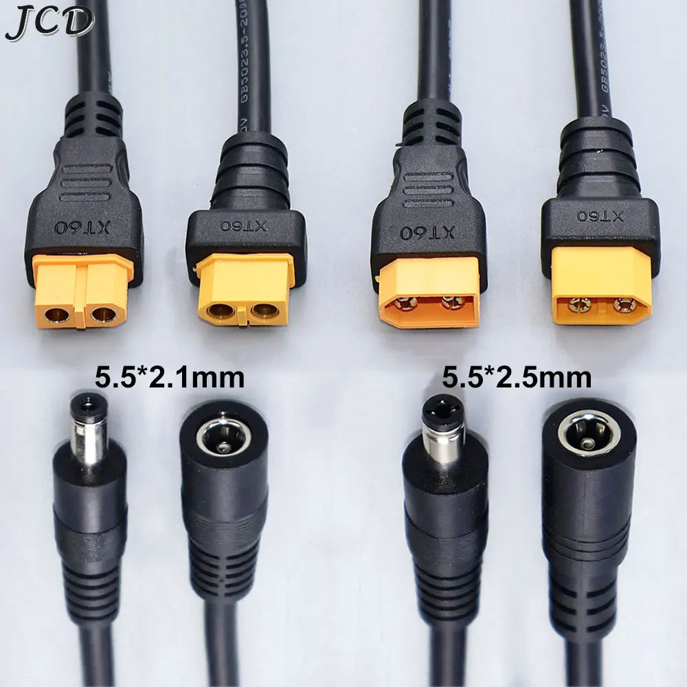 XT60 Plug Male Female Connector to DC 5525/DC5521 Battery Charging Adapter Power Cable For Fly FPV Multirotor Field Repair 15A