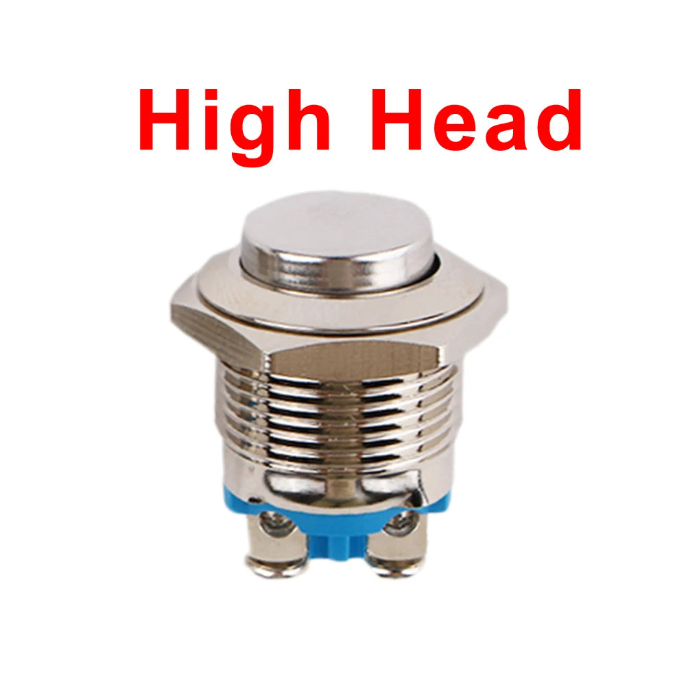 1pc 16mm 1NO High Flat Head Waterproof Momentary Reset Metal Push Button Switch Screw Terminal Car Engine Doorbell PC Power
