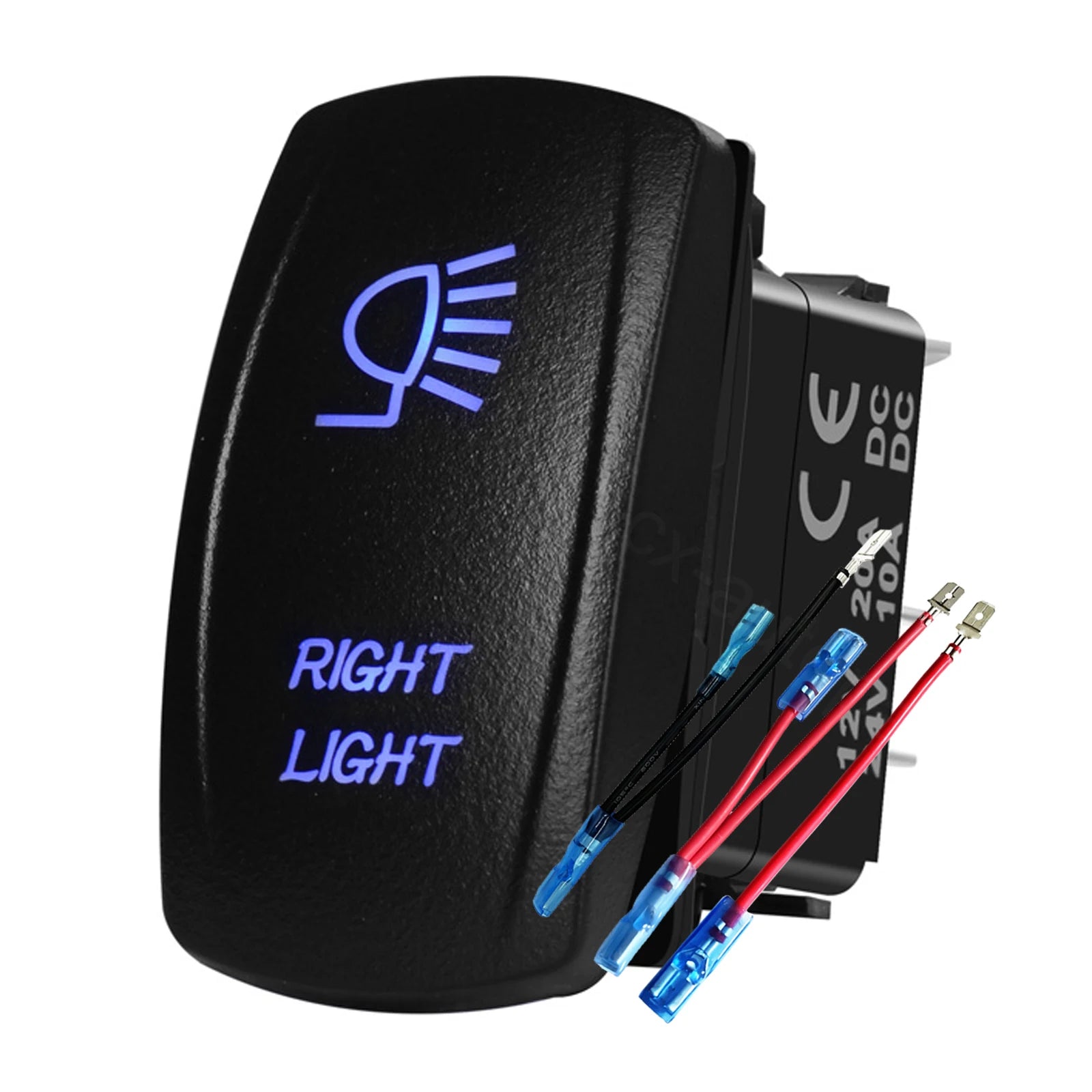 12V 24V Boat Trim Tabs Switch (ON)-OFF-(ON) Momentary Rocker Switch Waterproof Blue Light ON-OFF Toggle Switch With Harness