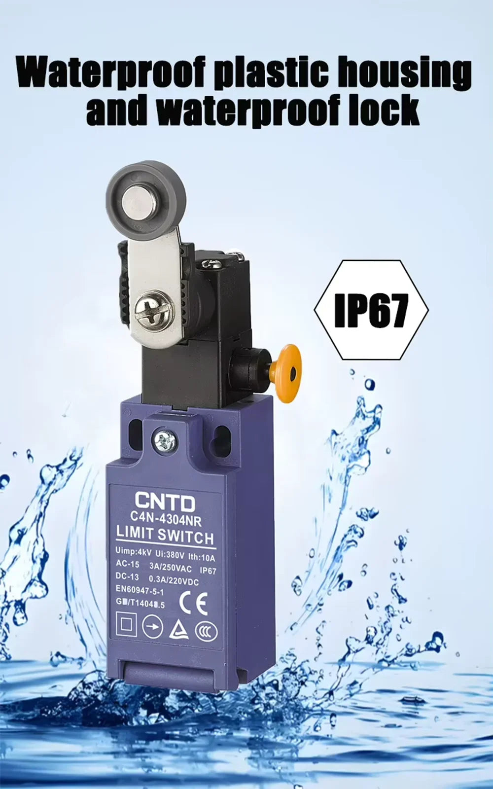 CNTD C4N‑NR Series vertical safety Micro Limit Switch IP65 Waterproof and dustproof Silver contact Safety Interlock C4N-4304NR