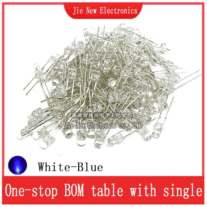 3mm 5mm LED Diode Assorted Kit White Green Red Blue Yellow Orange F3 F5 Leds Light Emitting Diodes Electronic Kit