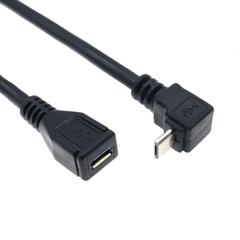 30cm 90 Degree Right & Left Angled Micro USB 5Pin Male to Female M/F Extension Connector Adapter Cable for Mobile Phone Tablet