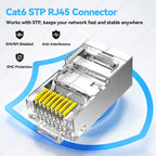 Denswire 100PCS CAT6A Cat6 Pass Through 8P8C RJ45 Modular Plug Network Connectors Unshielded/Shielded RJ45 Plug 30μ Gold-Plated