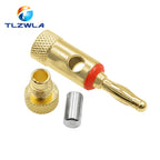2PCS 24K Gold-Plated Musical Cable Wire Banana Plug Pro Audio Speaker Connector Plated Musical Speaker Pin Connector