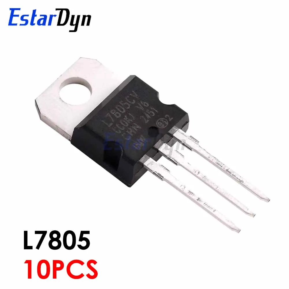 10PCS LM317T LM7805 TO-220 Linear Voltage Regulator Kit, 5V 12V Step Down Power Supply Stabilizer Module