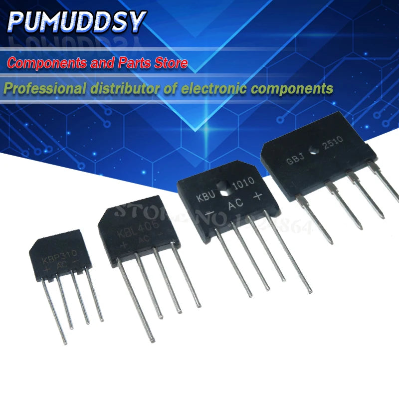 10PCS GBJ2510 GBJ3510 KBU1010 KBU1510 KBP206 KBP210 KBP307 KBP310 KBL410 KBL608 ZIP4 1000V BRIDGE RECTIFIER new and IC