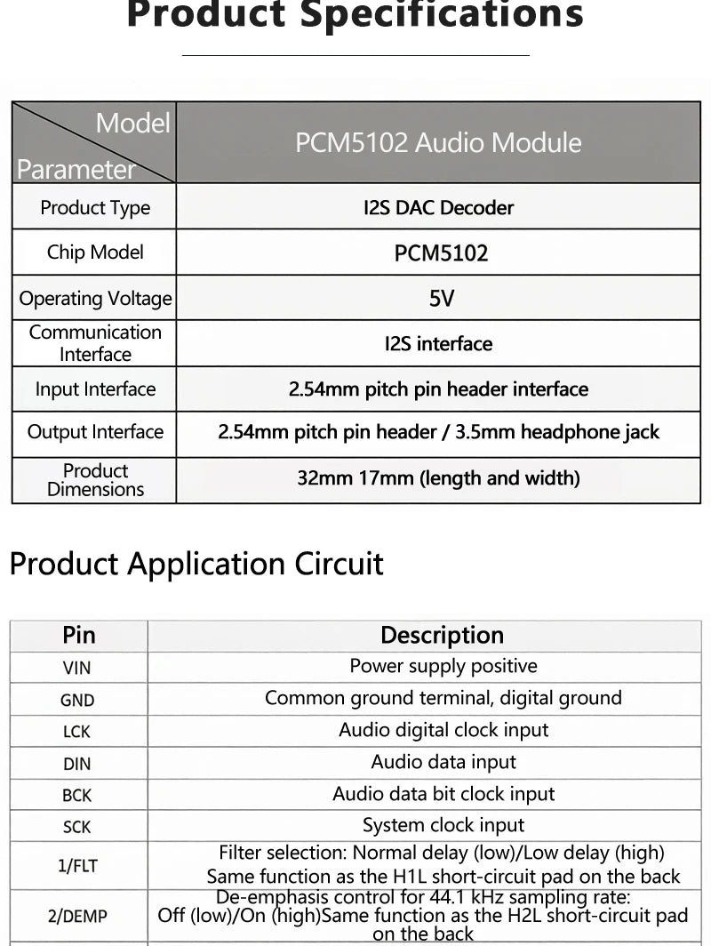 Interface I2S PCM5102A DAC Decoder GY-PCM5102 I2S Player Module For Raspberry Pi PHAT Format Board Digital PCM5102 Audio Board