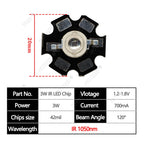 1-10pcs IR LED 3W 5W 1050nm High Power Infrared Chip 1.2-1.8V 700mA 1400mA Diode Light Laser Lamp for Night Vision CCTV Camera