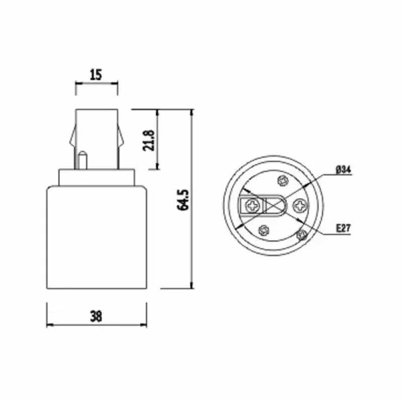 2Pin G24 To E27 Lamp Holder Adapter 1pc G24d To E26 LED Light Base Converter,Allow You Install E27 Standard Lamp in G24d Socket