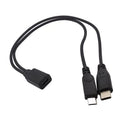 30cm USB 1/2 Type-C Female to Type-C Male Plus Micro USB Male Phone Charging Tablet Connection Cable