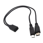 30cm USB 1/2 Type-C Female to Type-C Male Plus Micro USB Male Phone Charging Tablet Connection Cable