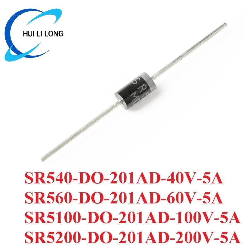 10PCS SR540 SR560 SR5100 SR5200 DO-201AD Schottky Rectifier Diode Rectifier Silicon Bridge Rectifier 40V 60V 100V 200V 5A