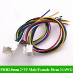 PHB2.0 PHB 2.0MM Pitch Double Row With Lock Catch Wire Cable Connector 2x2P/3P/4P/5P/6P 20cm 26AWG Male and Female Plug Socket