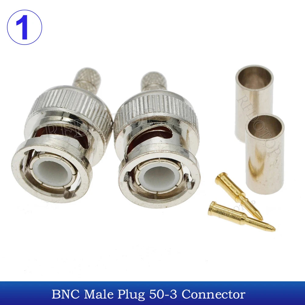 10Pcs/Lot BNC Male Female 50-3 BNC RF Coax Connector Crimp for RG58 RG142 RG223 RG400 LMR195 Cable High-Quality Low-Loss 50 Ohm