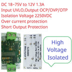 High Voltage Isolated DC 24V 36V 48V 60V 72V TO 12V DC-DC Buck Converter Voltage Stabilizing Module Power Isolation Protection