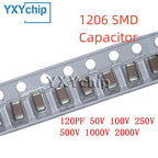 50PCS 1206 120PF 50V 100V 250V 500V 1000V 2000V ±5% 121J C0G NPO SMD Chip Multilayer Ceramic Capacitor