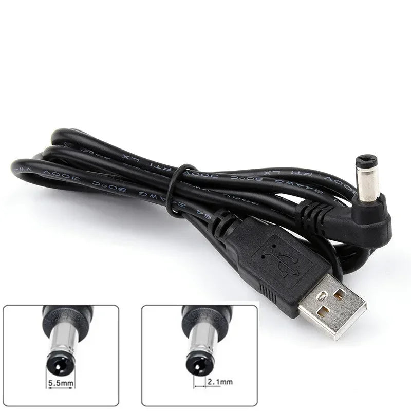 USB 2.0 Type A Male to Right Angled 90 Degree 5.5 X 2.1mm DC 5V Power Plug Barrel Connector Charge Cable 100cm