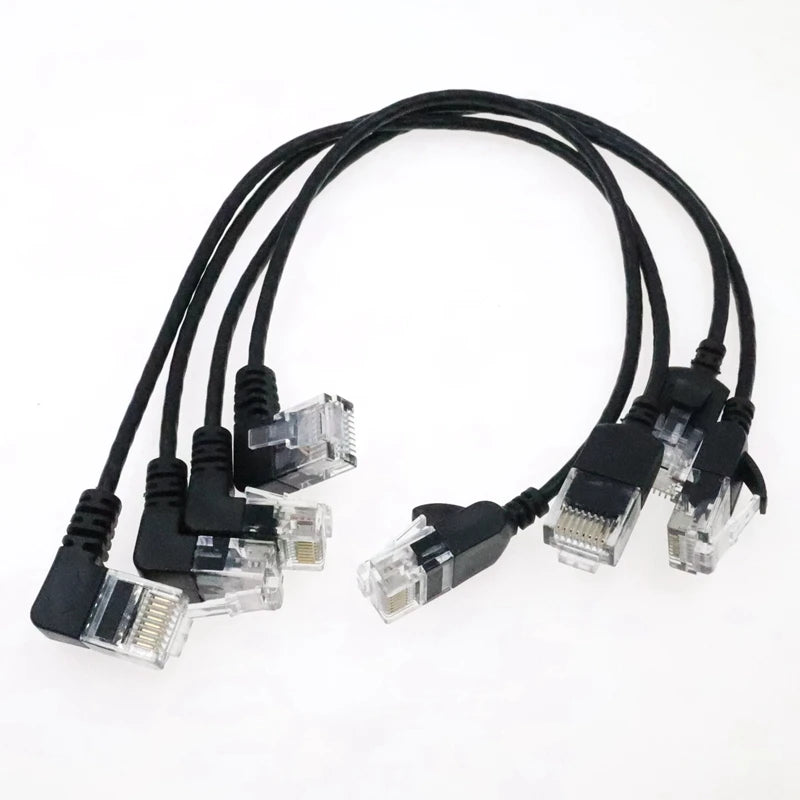 90 Degree Angled, Flexible Slim & Ultra Thin Cat6 Rj45 Ethernet Patch LAN Cord up to High Speed 10Gbps 550MHz for PC, Router