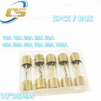 5PCS 10*38MM Gold Plated Glass AGU Fuse Fuses Pack Car Audio Amp Amplifier 10A 15A 20A 25A 30A 40A 50A 60A 70A 80A 100A Car Fuse