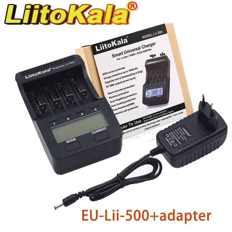 LiitoKala Lii-600 Lii-PD4 Lii-PD2 Lii-500 Lii-S8 LCD Battery Charger  For 21700 18650 18350 26650 22650 14500 NiMH