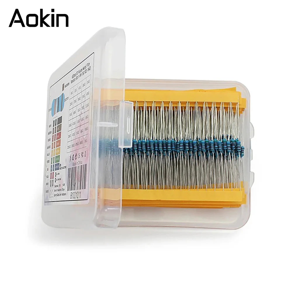 300/600PCS 1/4w Metal Film Resistor 30 Values Resistance Kit 10R-1M 0.25W 1% Resistors Set