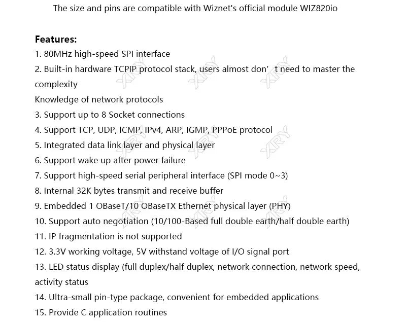 USR-ES1 W5500 W5100 Ethernet Network Module Hardware SPI to LAN/ Ethernet TCP / IP 51 / STM32 Microcontroller Program Over