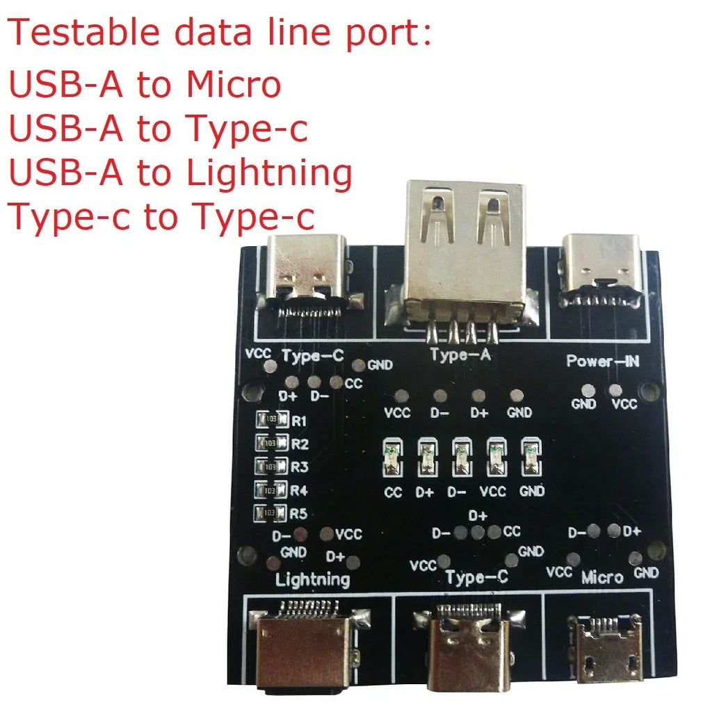 3PCS UD11A03 USB Cable Tester DC5V Type C Input Compatible DT3 Test 4 Kinds Data Line USB A Lightning Type C
