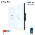 Smart Switches 1/2/3 Gang Wifi Touch Light Wall Sensor Switch Works with Tuya Control Smart Life Google Alexa Alice Yandex