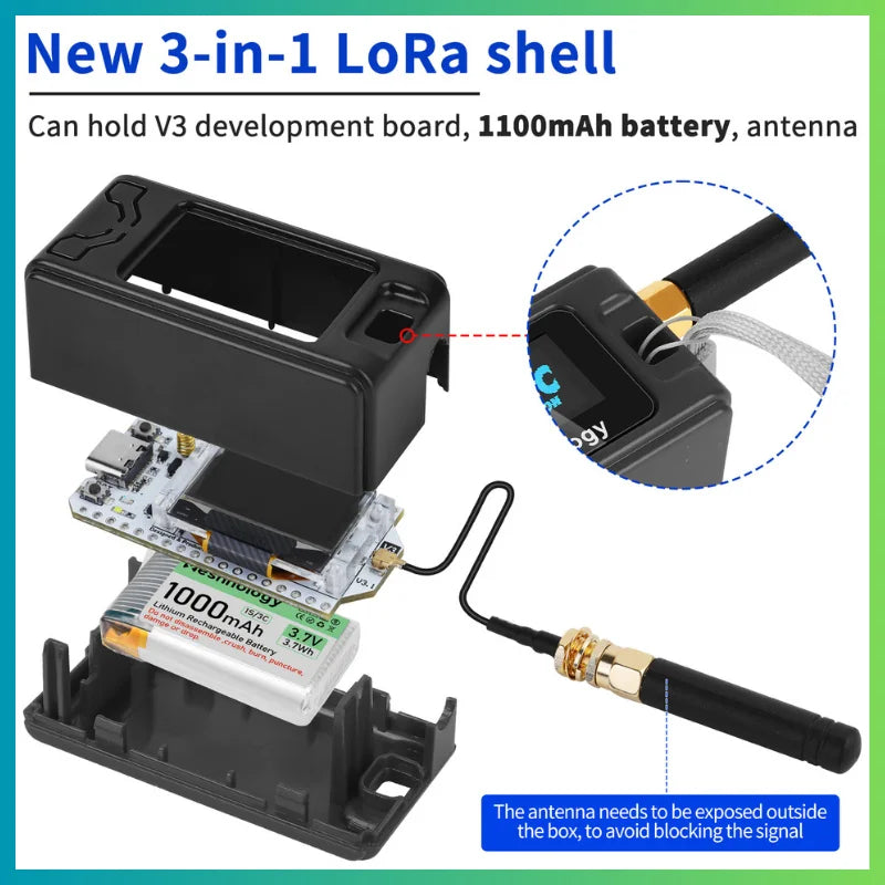 Heltec WiFi LoRa 32 V3 Development Board with Plastic Case ESP32 S3 SX1262 Meshtastic LoRaWAN Compatible OLED Display