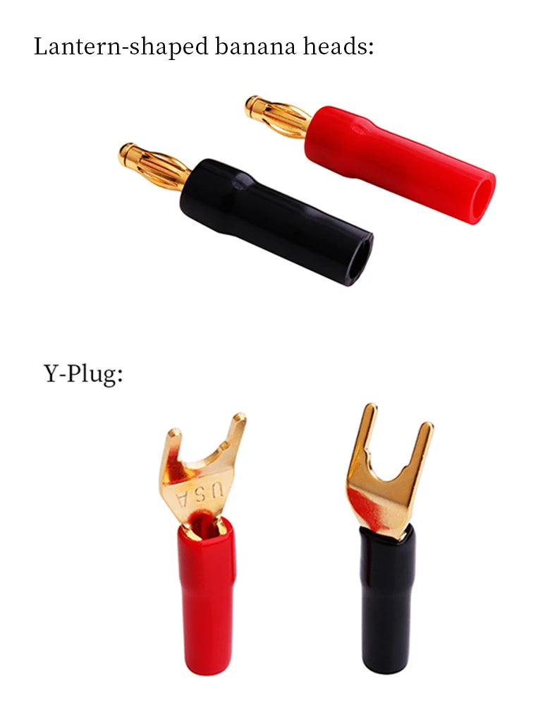 YYTCG 4pcs 4mm Banana plugs Y plug Pin plug Gold plated Speaker Connector Adapter No welding DIY Audio wire Connector