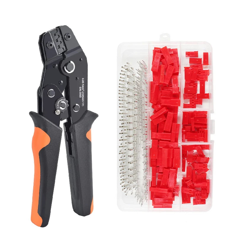 SN-28B Connector Crimping Plier Set 420pcs 2.54mm JST SYP 2Pin Female&Male Red Plug Housing Terminal Kit Pin Way Cable Plug Tool