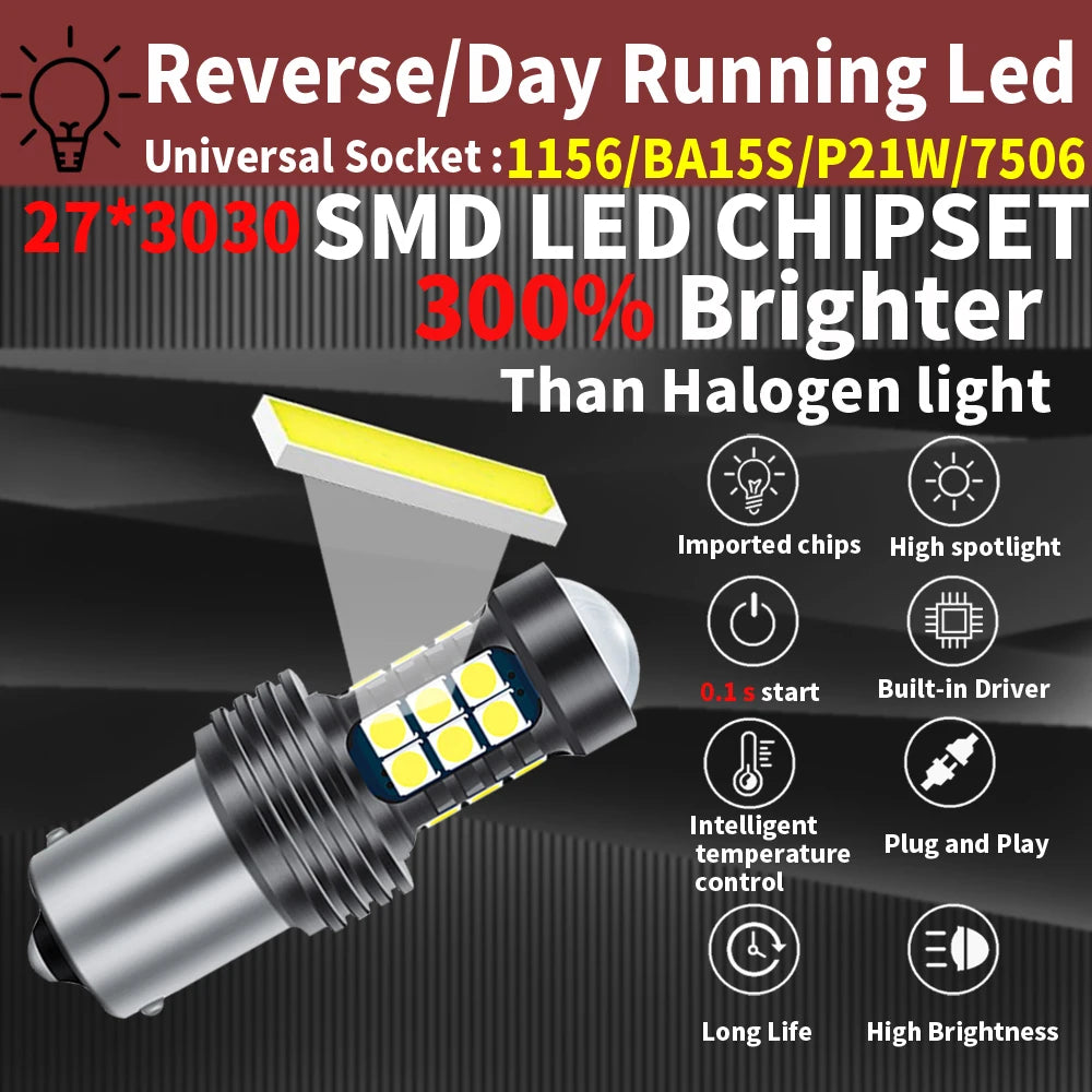 2pcs P21W 7506 BA15S LED Backup Light Bulb Reverse Lamp Canbus For Volvo C30 S40 S60 S70 S80 V40 V50 V60 V70 XC60 XC70 XC90