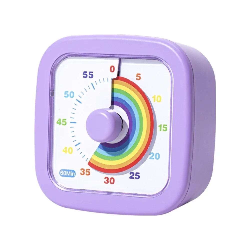 60 Minutes Visual Timer Round/Square Ultra Silent Countdown Alarm Clock Self-discipline Visualization Kitchen Timer Indoor