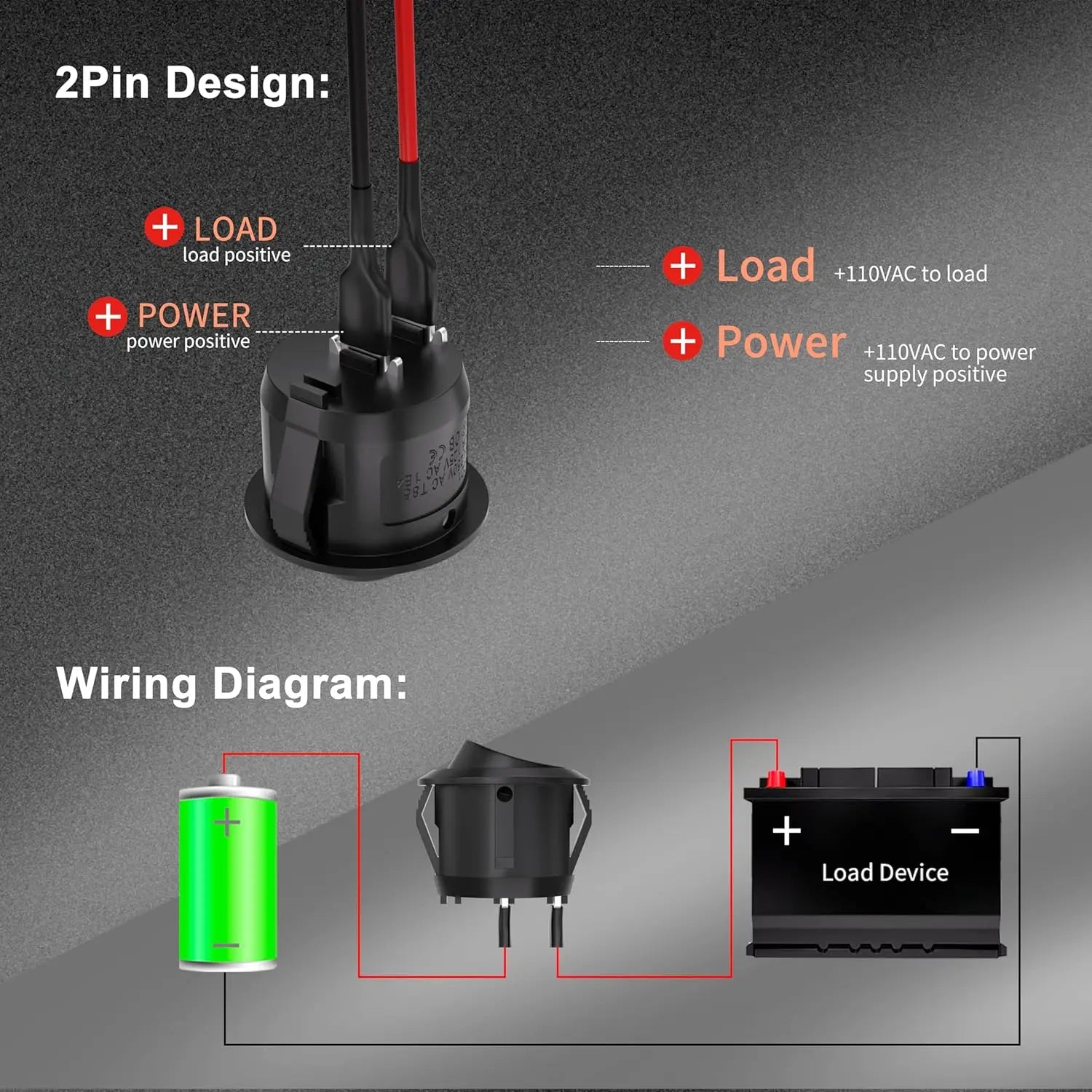 5/10pcs Mini Round Rocker Switch 15mm Spst Open/Off 12V Dc Power Supply Easy to Install Durable Nylon and Terminal