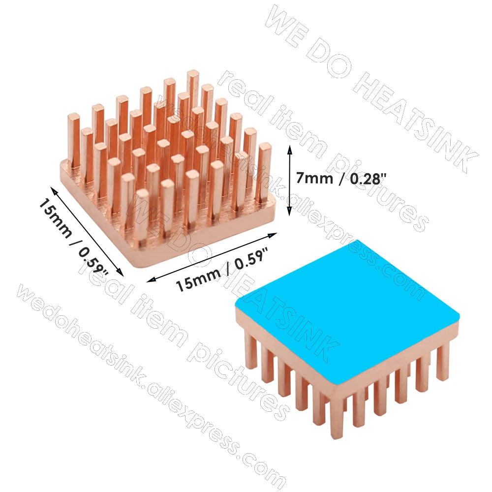 WE DO HEATSINK 10x10xmm 15x15x5mm 15x15x7mm Without or With Thermal Pad Square Pure Copper Heat Sink