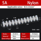 12 Position Barrier Screw X3-1012 Nylon Plastic Terminal Block 20A Transparent White Copper 380V Wire Connector Dual Row